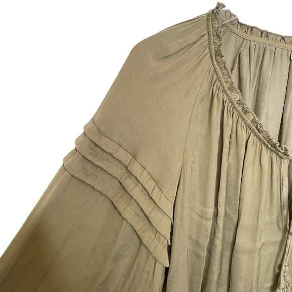 Intimately Free People Champagne V-neck W/Ties Poet Sleeves Thong Bodysuit Sz XS - Picture 6 of 13